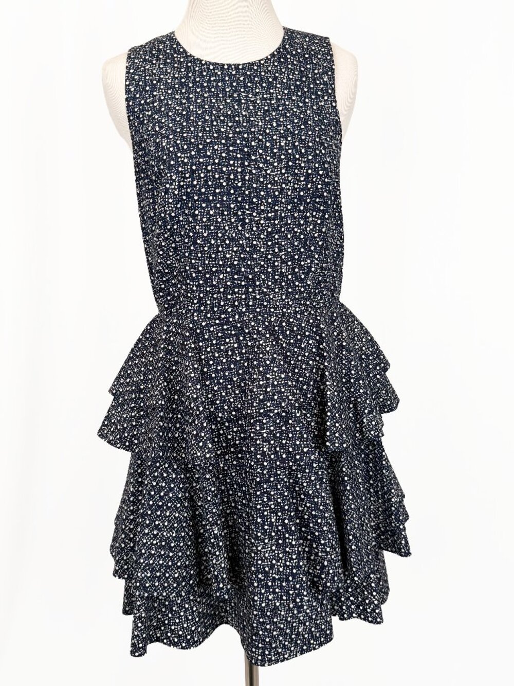 Armani Exchange Navy Polka Dot Tiered Ruffle Mini Dress - Size 4
